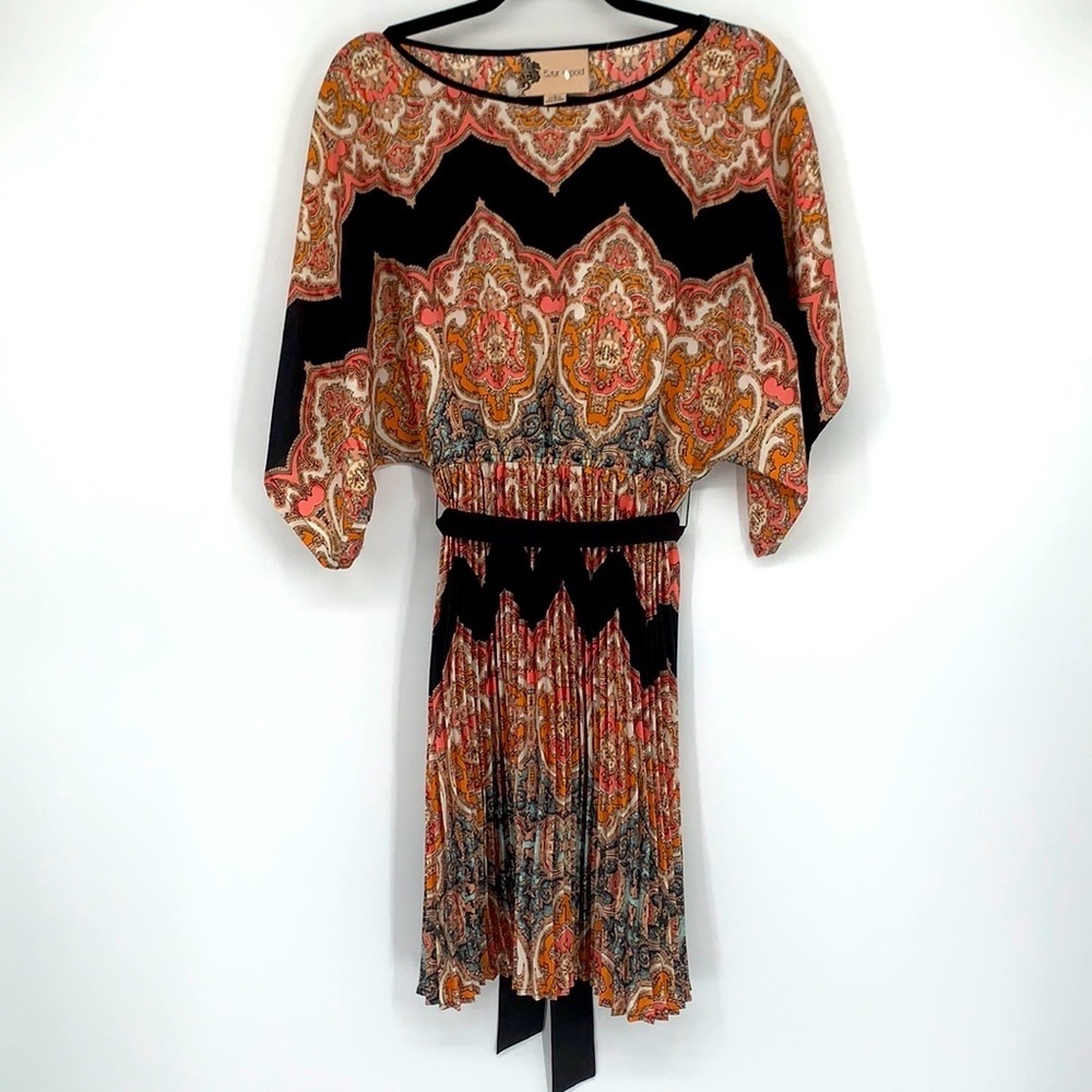 Anthropologie Fleur Wood Dress Black Motif Paisley - NWOT - Size 2